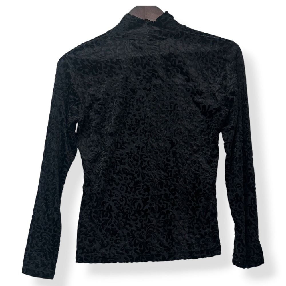 Vtg Frazier Lawrence Mock Neck Top Burnout Velvet Black Gothic Women Size M - Picture 3 of 7